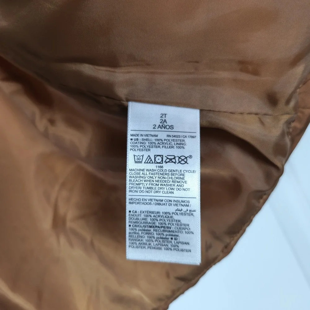 Old Navy Kids Brown Puffer Vest Water Resistant Pockets Size 2T
